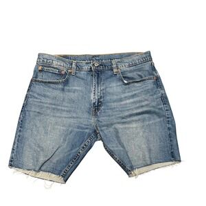 Levis 412 90s Grunge Slim Cut Off Blue Denim Frayed Distressed Shorts Mens Sz 36